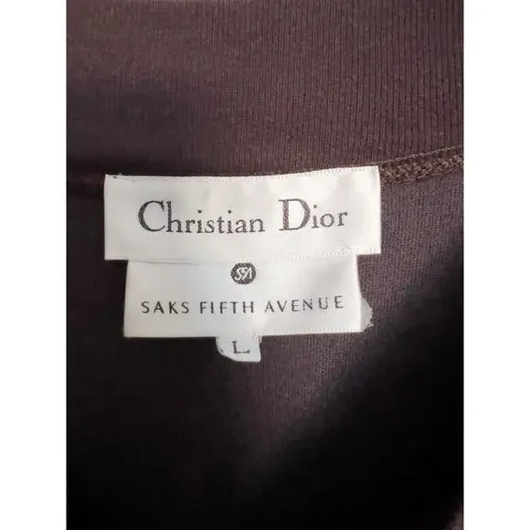 Vintage Christian Dior Dress Large Velour Lounge Brown Retro Nightshirt Comfy